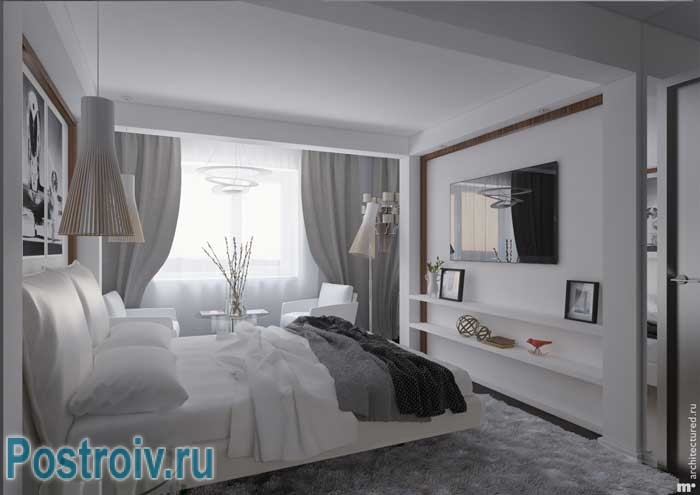 Серый цвет в интерьере спальни 17-18 кв. метров. Фото 7 Серый цвет в интерьере спальни 17-18 кв. метров. Фото 7